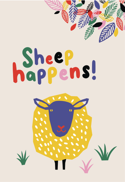 Postkarte - Schaf "Sheep happens!"