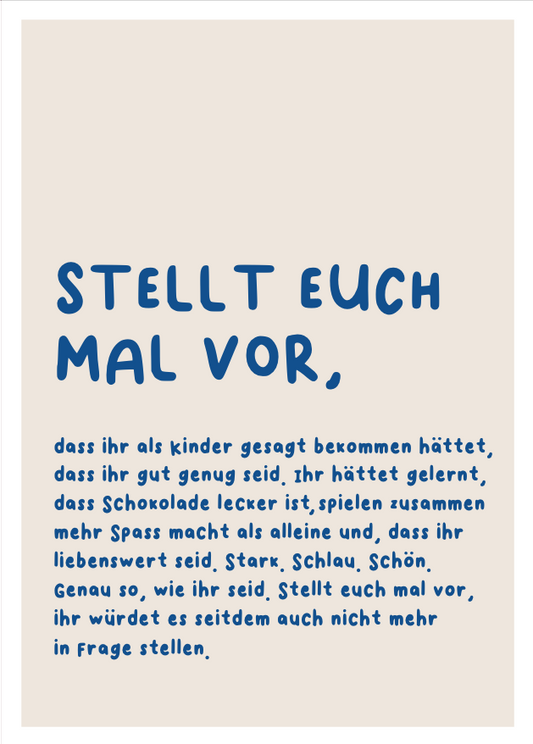 Poster - "Stell dir vor" - blau