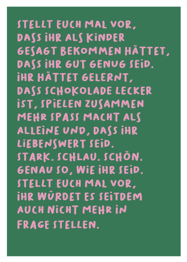 Poster - "Stell dir vor" - grün/rosa